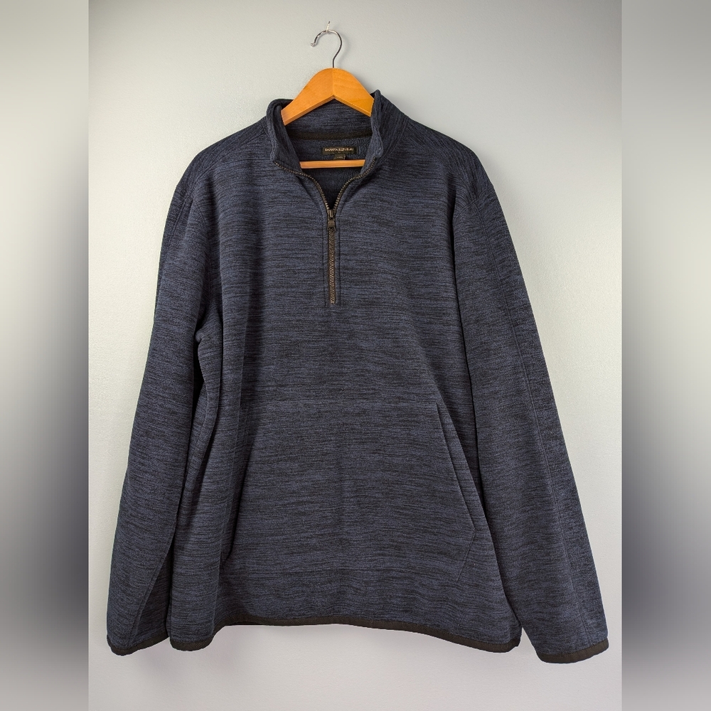 Banana Republic Men's Quarter Zip Pullover Sweater Blue Extra Large
